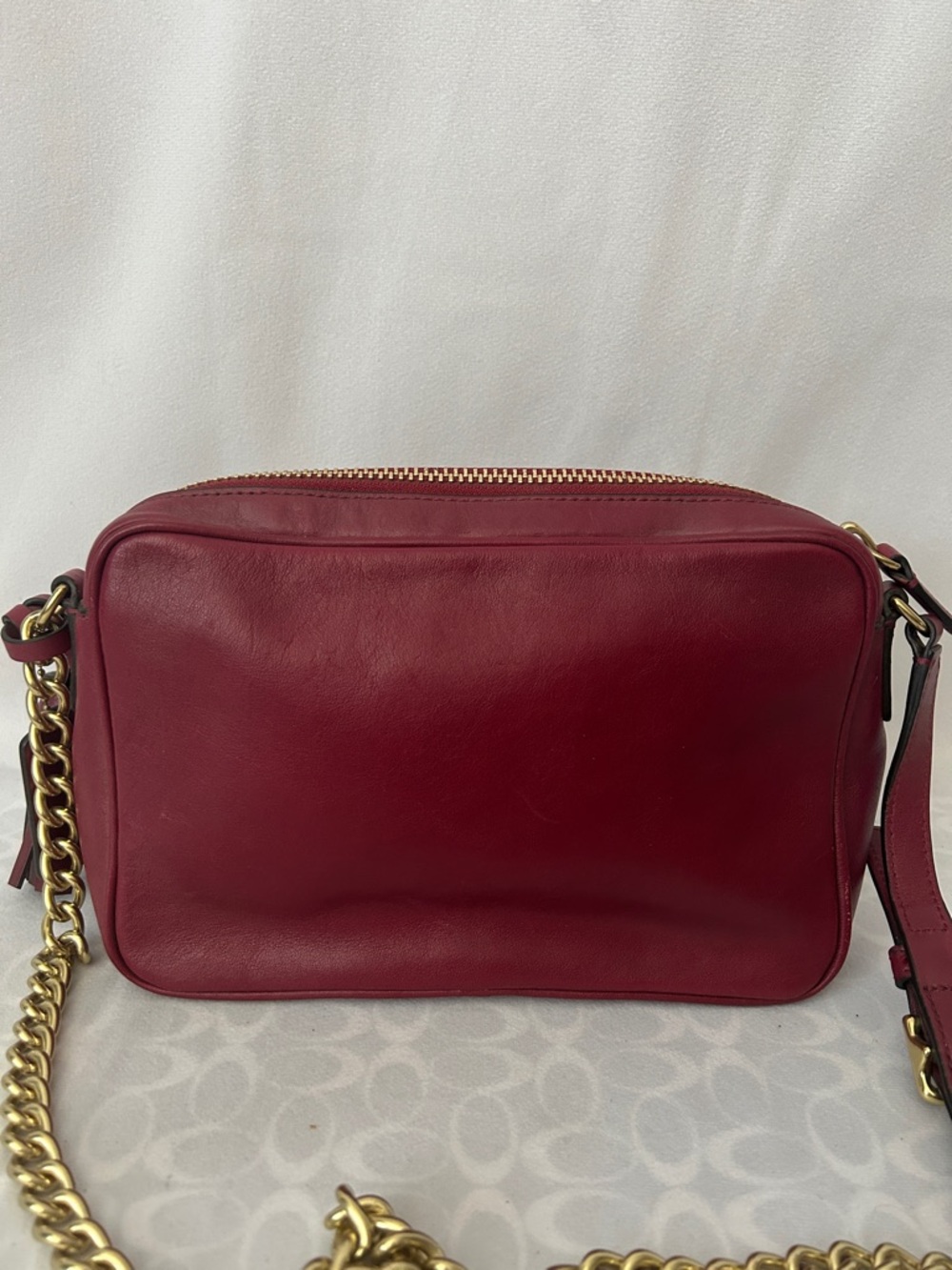 Coach Rare Legacy Flight Deep Rich Red Leather Gold Chain Crossbody Bag Purse 🌺🌺 - Picture 2 of 13